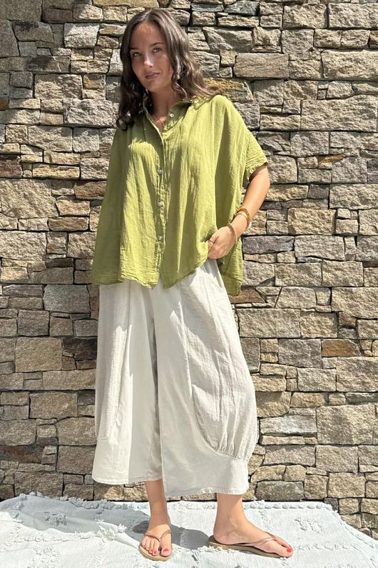 Asher Cap Sleeve Blouse Olive
